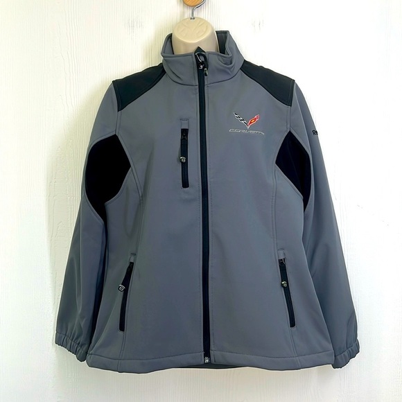 Reebok - NWT Corvette C7 Grey Soft Shell Logo And Script Jacket Size Large - Picture 1 of 12